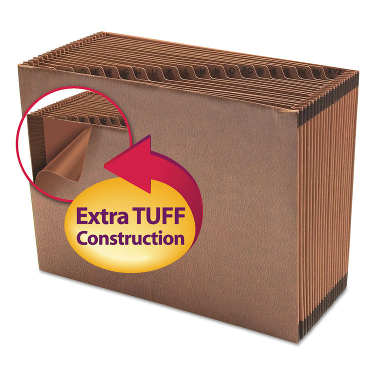 TUFF Expanding Open-Top Stadium File, 21 Sections, 1/21-Cut Tabs, Letter Size, Redrope