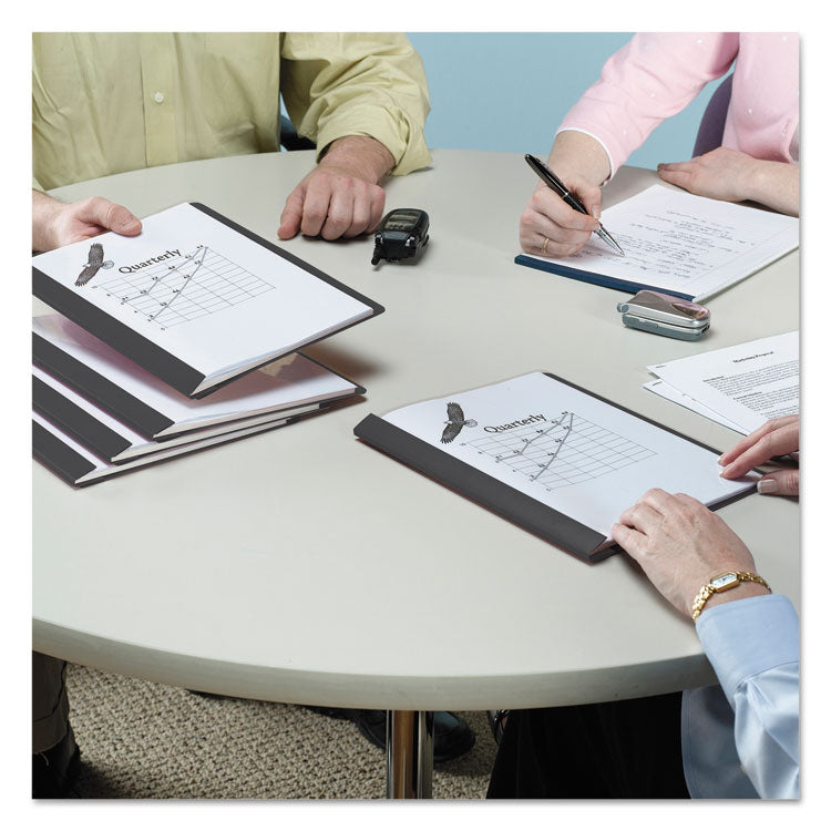 Poly Report Cover, Double-Prong Fastener, 0.5" Capacity, 8.5 X 11, Clear/black, 25/box