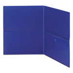 Poly Two-Pocket Folder With Security Pocket, 11 X 8 1/2, Blue, 5/pack