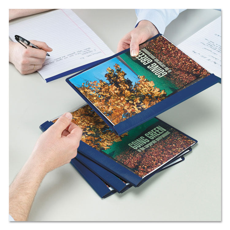 Clear Front Report Cover, Double-Prong Fastener, 0.5" Capacity, 8.5 X 11, Clear/dark Blue, 25/box