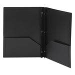 Poly Two-Pocket Folder With Fasteners, 180-Sheet Capacity, 11 X 8.5, Black, 25/box