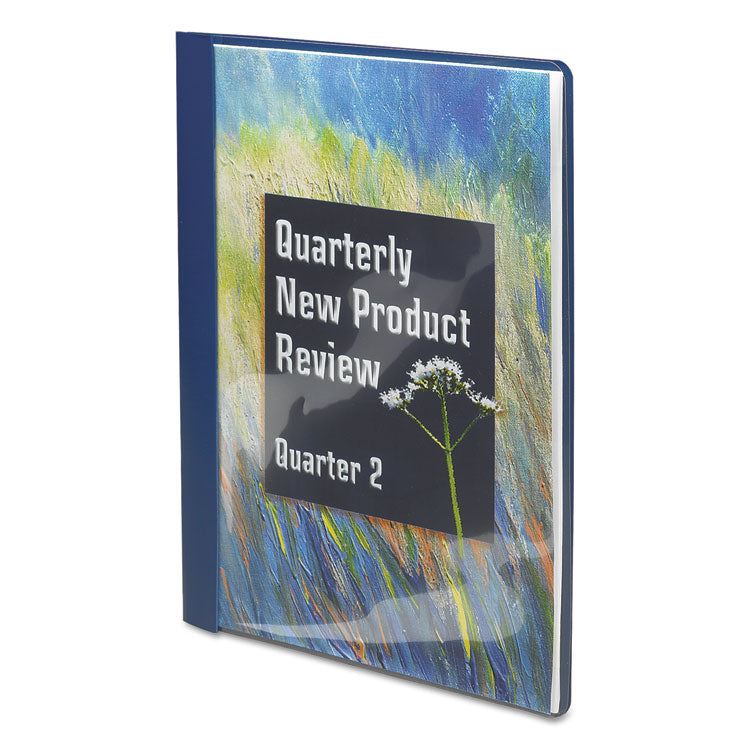 Clear Front Report Cover, Double-Prong Fastener, 0.5" Capacity, 8.5 X 11, Clear/dark Blue, 25/box