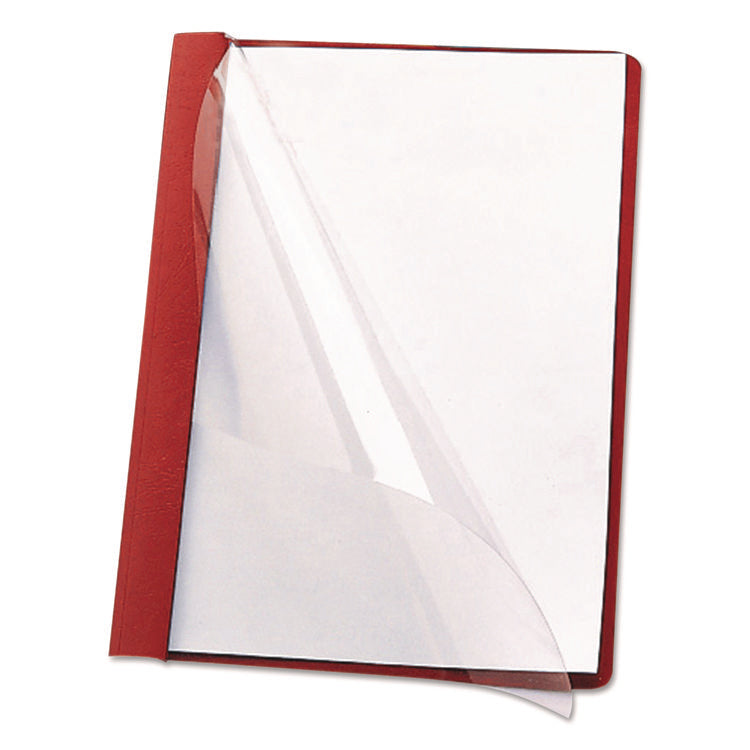 Poly Report Cover, Tang Clip, Letter, 1/2" Capacity, Clear/red, 25/box