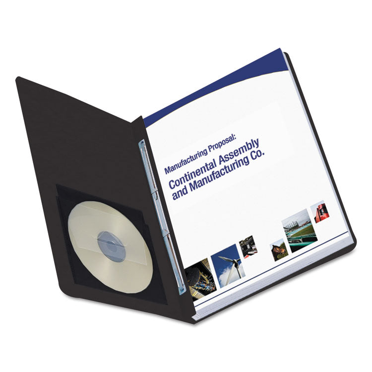 Prong Fastener Premium Pressboard Report Cover, Two-Piece Prong Fastener, 3" Capacity, 8.5 X 11, Black/black