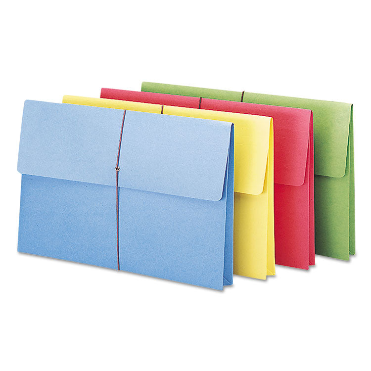 Expanding Wallet with Elastic Cord, 2" Expansion, 1 Section, Elastic Cord Closure, Legal Size, Assorted Colors, 50/Box