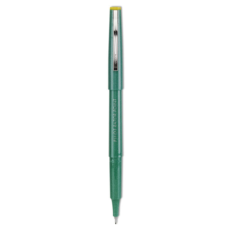 Razor Point Fine Line Porous Point Pen, Stick, Extra-Fine 0.3 Mm, Green Ink, Green Barrel, Dozen