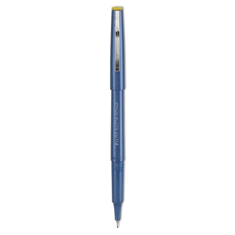 Razor Point Fine Line Porous Point Pen, Stick, Extra-Fine 0.3 Mm, Blue Ink, Blue Barrel, Dozen