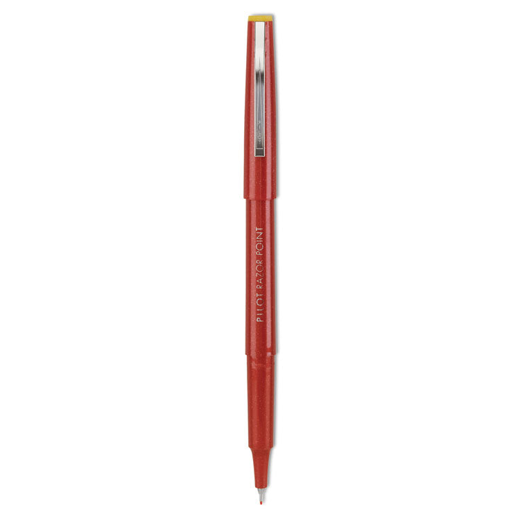 Razor Point Fine Line Porous Point Pen, Stick, Extra-Fine 0.3 Mm, Red Ink, Red Barrel, Dozen