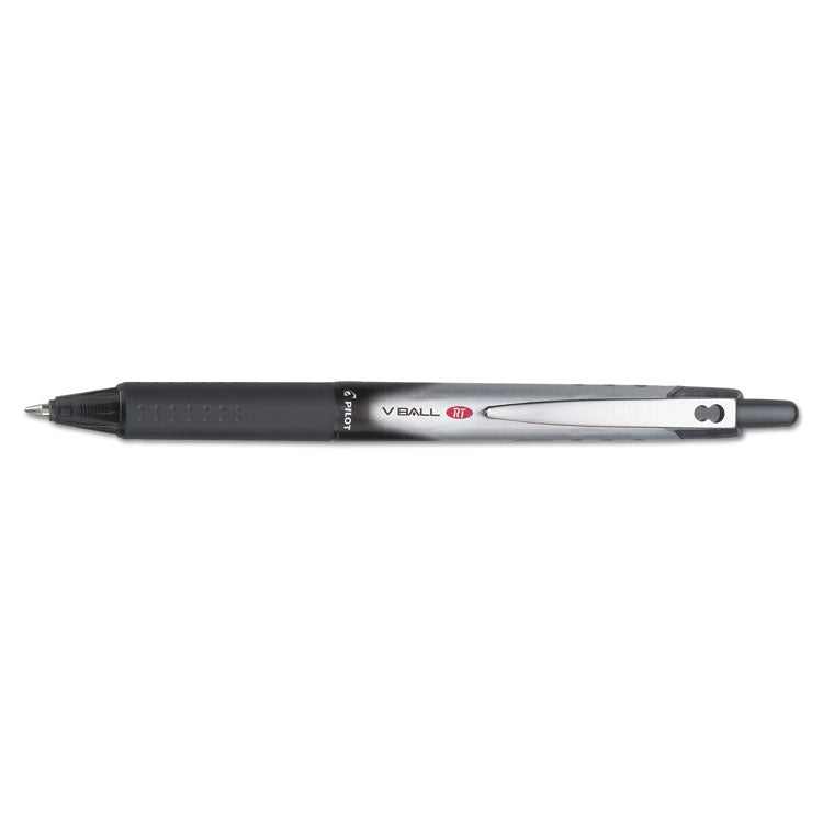 VBall RT Liquid Ink Rollerball Pen, Retractable, Fine 0.7 mm, Black Ink, Black/White Barrel