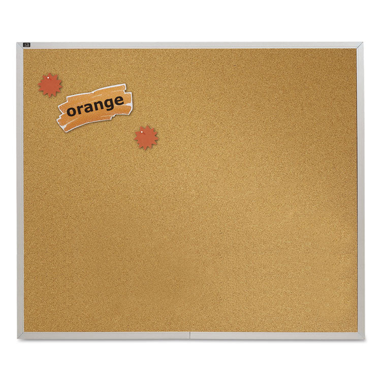 Natural Cork Bulletin Board, 48" x 48", Tan Surface, Satin Aluminum Frame
