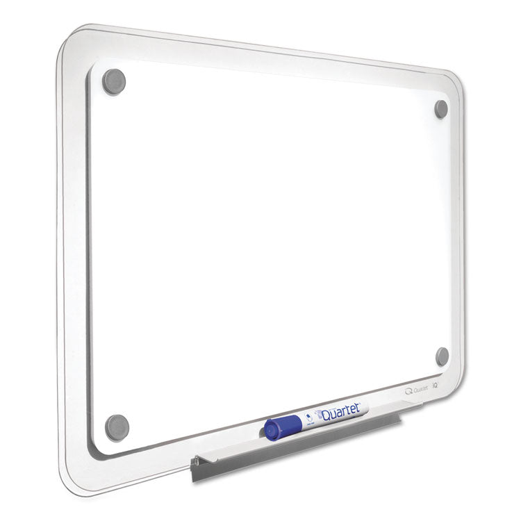 iQ Total Erase Translucent-Edge Board, 36" x 23", White Surface, Clear Plastic Frame