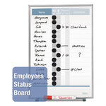 Matrix Employee In/Out Board, Vertical, 15-Person Tracking, 11" x 16", White Surface, Satin Aluminum Frame