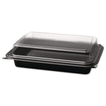 Creative Carryouts Hinged Plastic Hot Deli Boxes, 8.75 X 6.2 X 2.2, Black/clear, 200/carton