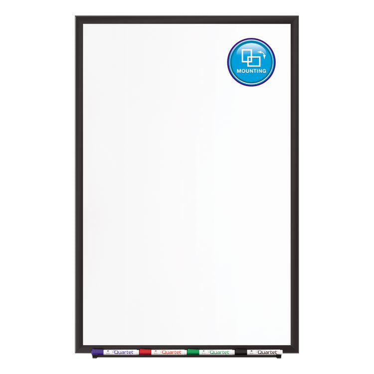 Classic Series Porcelain Magnetic Dry Erase Board, 36" x 24", White Surface, Black Aluminum Frame