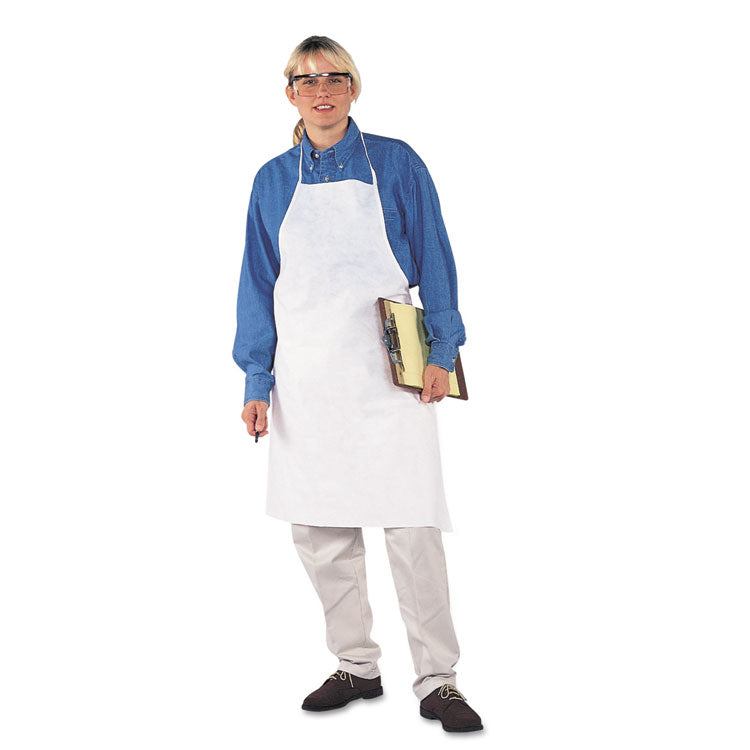 A40 Liquid/Particle Protection Apron, Film Laminate, 28 x 40, White, 100/Carton