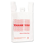 Plastic Thank-You T-Sack, Thank You - Have a Nice Day Labeling, Cut-Out Handles, 4" x 6" x 15", White/Red, 2,000/Carton
