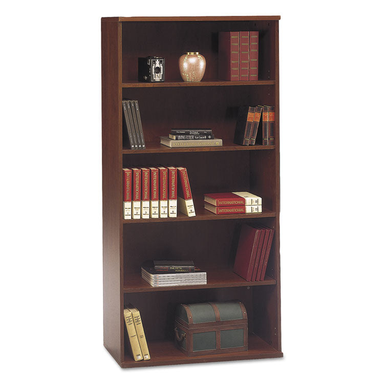 Series C Collection Bookcase, Five-Shelf, 35.63w x 15.38d x 72.78h, Hansen Cherry