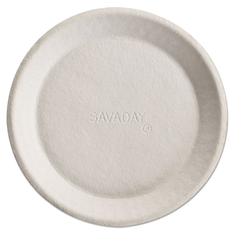 Savaday Molded Fiber Plates, Paper, 10" dia, Cream, 500/Carton