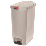 Slim Jim Streamline Resin Step-On Container, End Step Style, 18 gal, Polyethylene, Beige