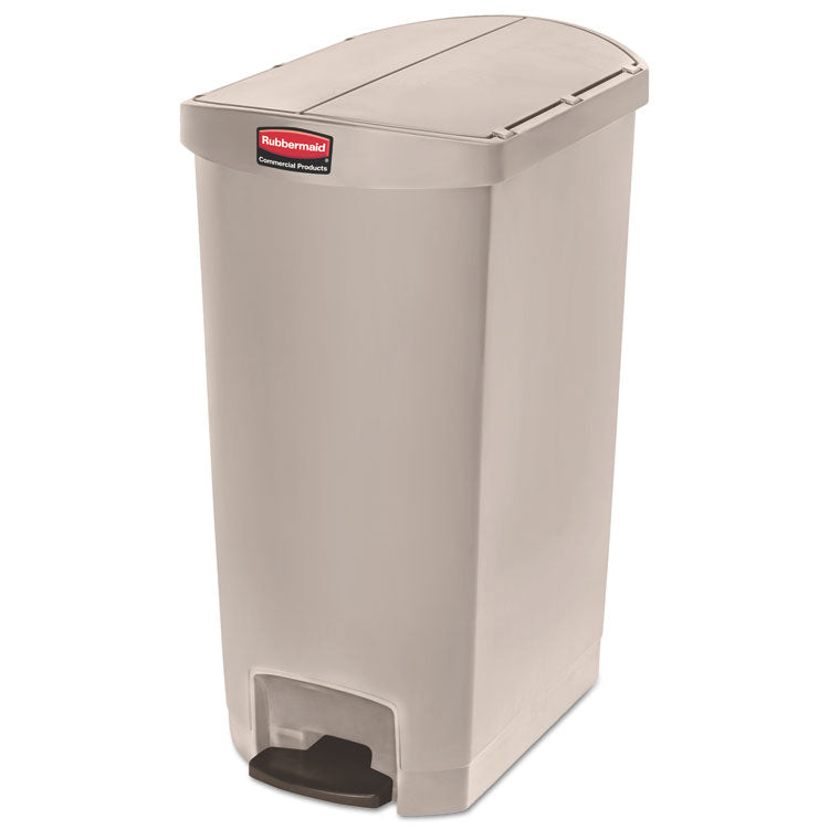 Slim Jim Streamline Resin Step-On Container, End Step Style, 18 gal, Polyethylene, Beige
