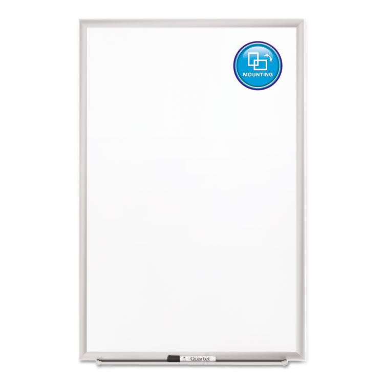 Classic Series Porcelain Magnetic Dry Erase Board, 36" x 24", White Surface, Satin Aluminum Frame