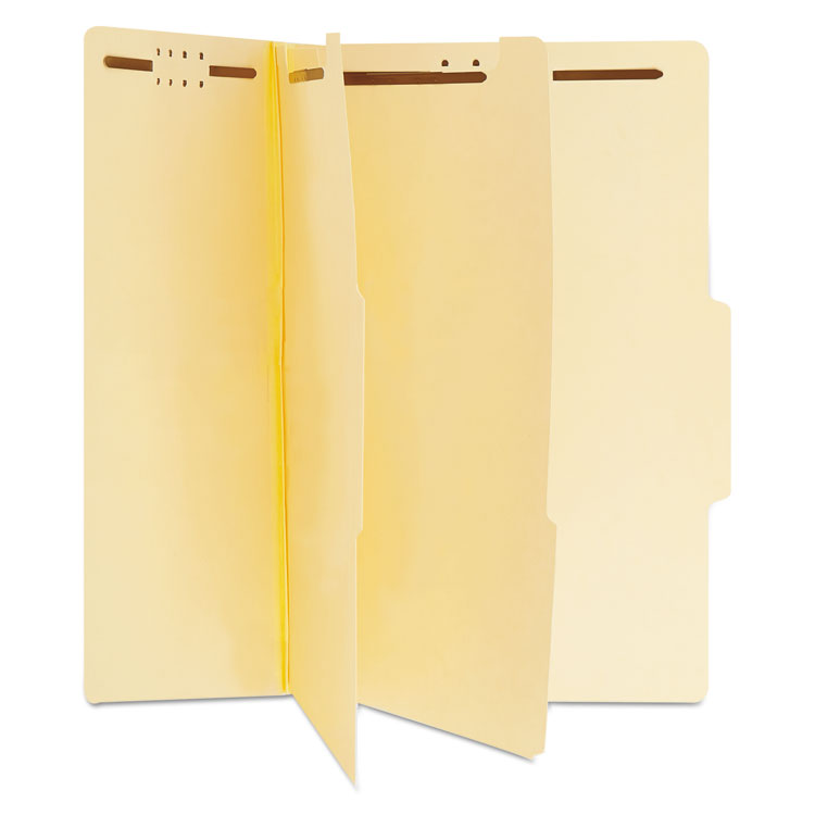 Six-Section Classification Folders, 2" Expansion, 2 Dividers, 6 Fasteners, Letter Size, Manila Exterior, 15/Box