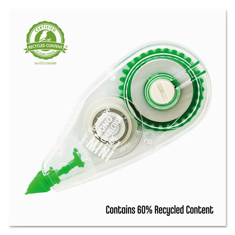 MONO Mini Correction Tape, Non-Refillable, Clear Applicator, 0.17" x 315", 10/Pack