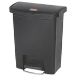 Slim Jim Streamline Resin Step-On Container, Front Step Style, 8 gal, Polyethylene, Black