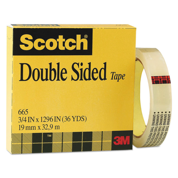 Double-Sided Tape, 3" Core, 0.75" X 36 Yds, Clear