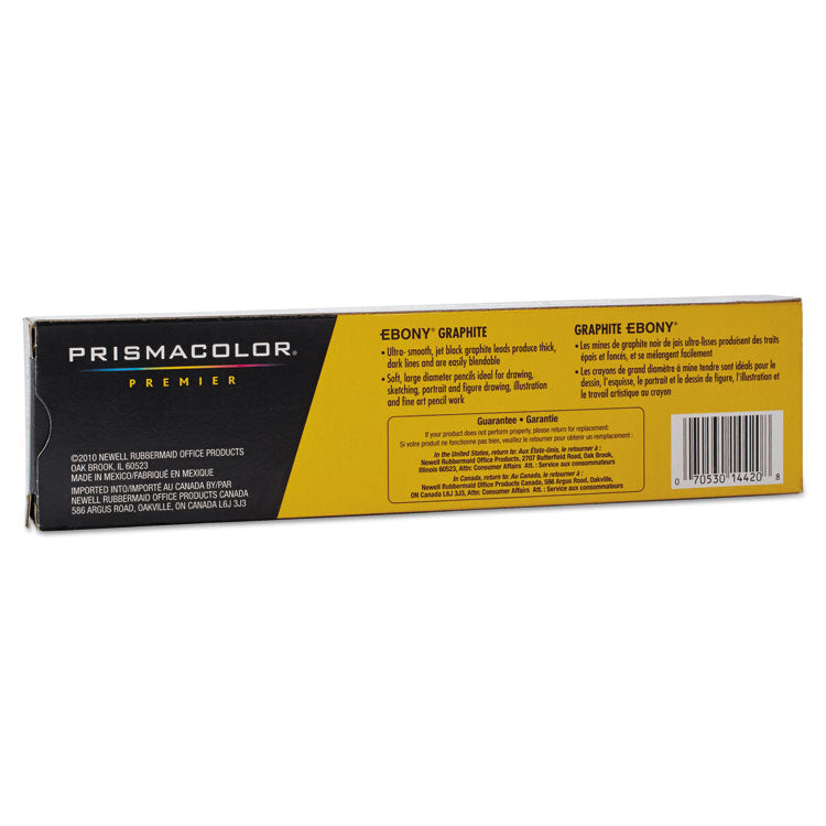 EBONY Sketching Pencil, 4 mm, 2B, Jet Black Lead, Black Matte Barrel, Dozen