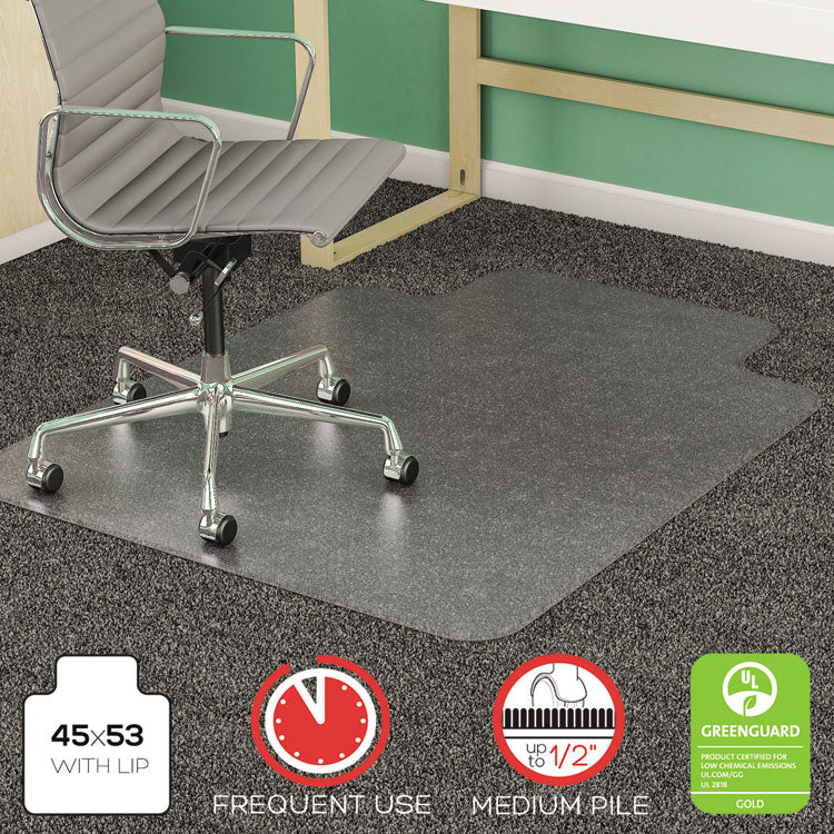 Supermat Frequent Use Chair Mat For Medium Pile Carpet, 45 X 53, Wide Lipped, Clear