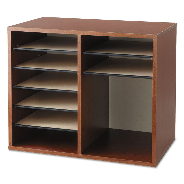 Fiberboard Literature Sorter, 12 Compartments, 19.63 x 11.88 x 16.13, Cherry