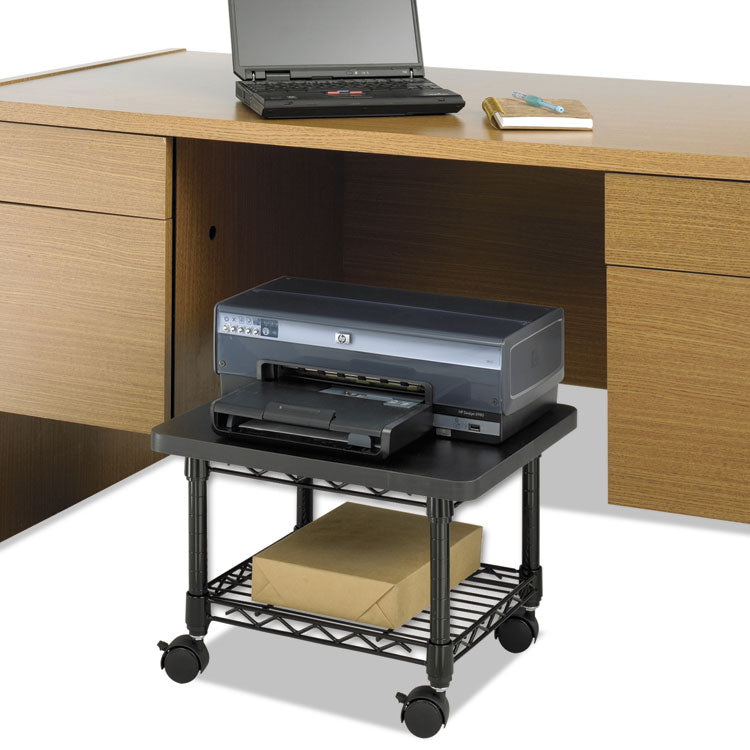 Underdesk Printer/Fax Stand, Engineered Wood, 2 Shelves, 19" x 16" x 13.5", Black
