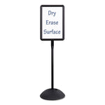 WriteWay Two-Sided Dry Erase Standing Message Sign, White 14.25" x 22.5" Rectangle Surface, Black Frame, 14.25" x 22.5" x 65"