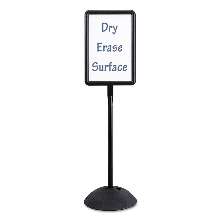 WriteWay Two-Sided Dry Erase Standing Message Sign, White 14.25" x 22.5" Rectangle Surface, Black Frame, 14.25" x 22.5" x 65"