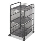 Onyx Mesh Mobile Double File, Metal, 1 Shelf, 2 Drawers, 15.75" x 17" x 27", Black