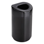 Open Top Round Waste Receptacle, 30 gal, Steel, Black
