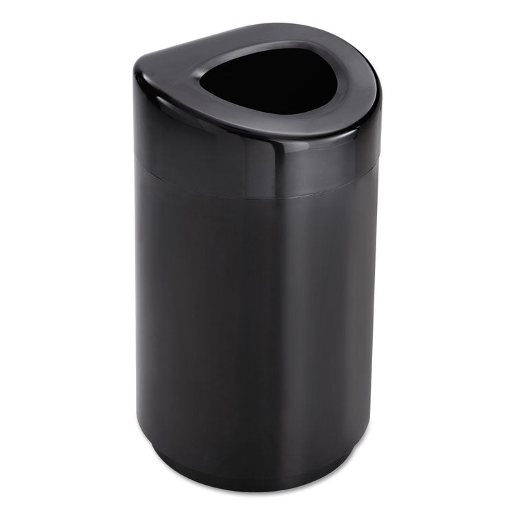 Open Top Round Waste Receptacle, 30 gal, Steel, Black