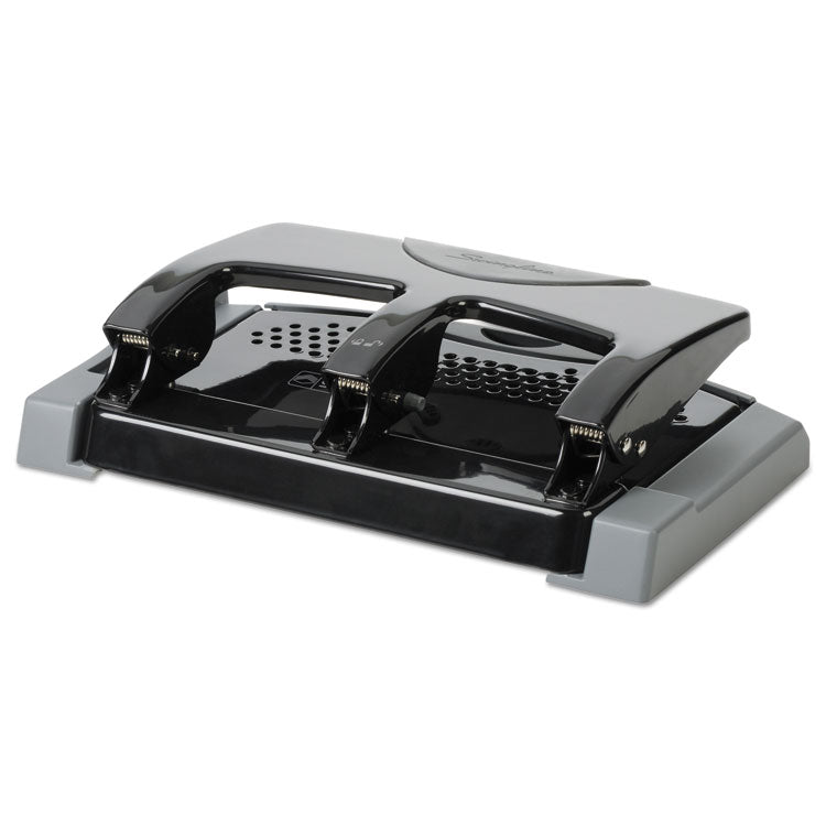 45-Sheet Smarttouch Three-Hole Punch, 9/32" Holes, Black/gray