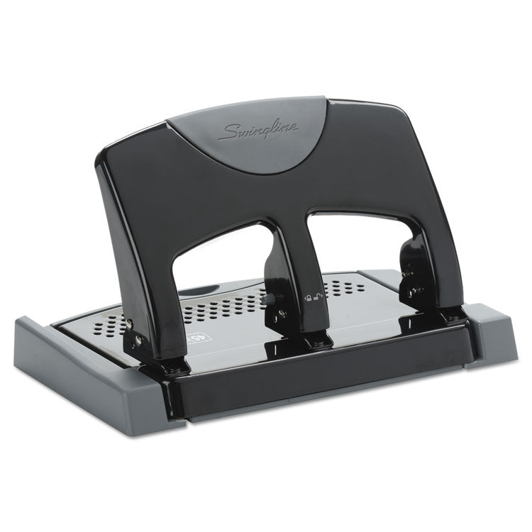 45-Sheet Smarttouch Three-Hole Punch, 9/32" Holes, Black/gray