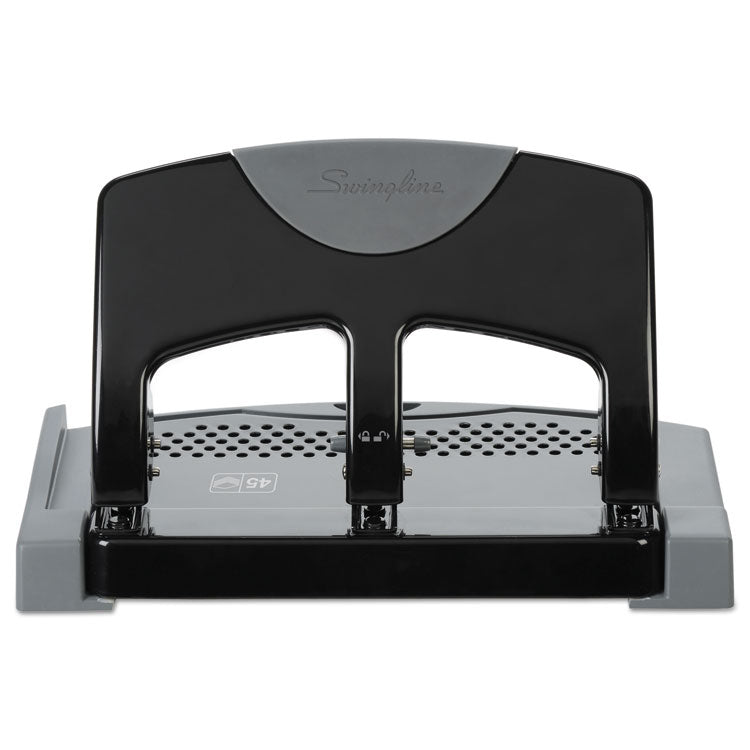 45-Sheet Smarttouch Three-Hole Punch, 9/32" Holes, Black/gray