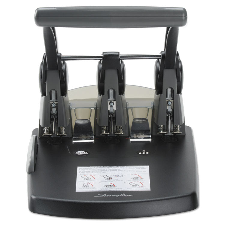 300-Sheet Extra High-Capacity Three-Hole Punch, 9/32" Holes, Black/gray