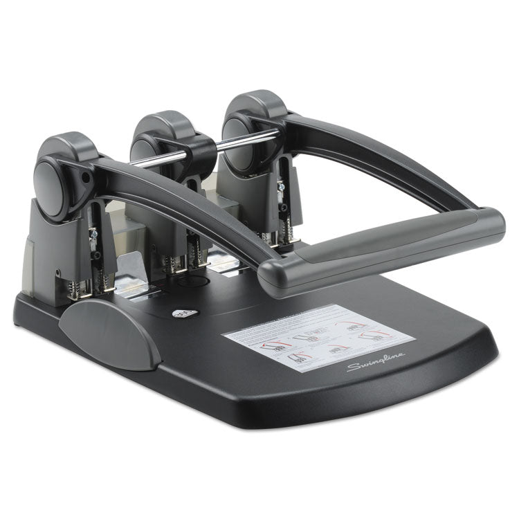 300-Sheet Extra High-Capacity Three-Hole Punch, 9/32" Holes, Black/gray