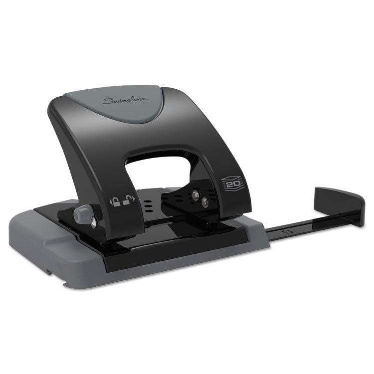 20-Sheet Smarttouch Two-Hole Punch, 9/32" Holes, Black/gray
