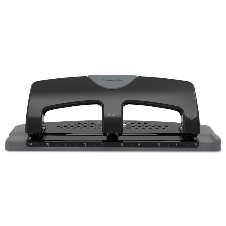 20-Sheet Smarttouch Three-Hole Punch, 9/32" Holes, Black/gray