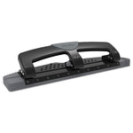 12-Sheet Smarttouch Three-Hole Punch, 9/32" Holes, Black/gray