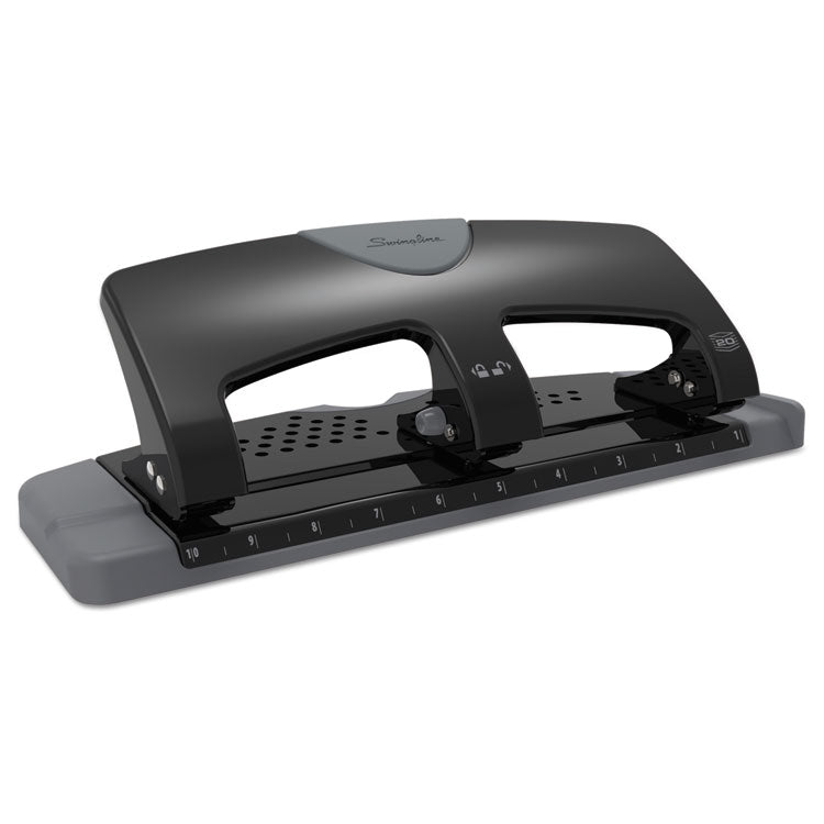 20-Sheet Smarttouch Three-Hole Punch, 9/32" Holes, Black/gray