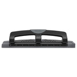12-Sheet Smarttouch Three-Hole Punch, 9/32" Holes, Black/gray