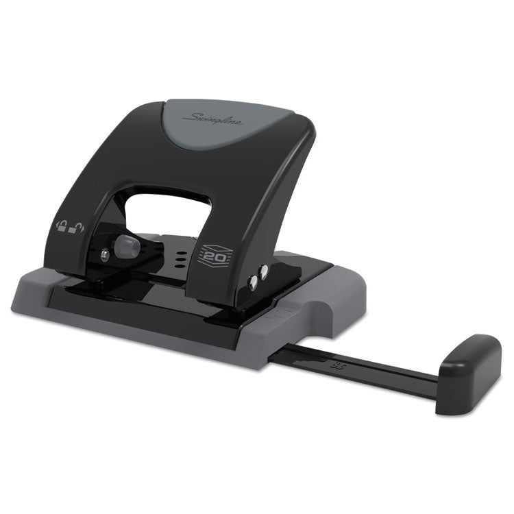 20-Sheet Smarttouch Two-Hole Punch, 9/32" Holes, Black/gray