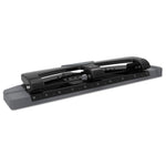 12-Sheet Smarttouch Three-Hole Punch, 9/32" Holes, Black/gray